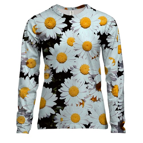 Жіночий 3D лонгслів Патерн квіти ромашки