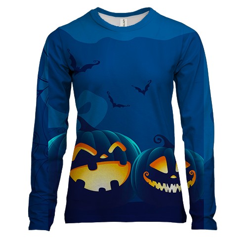Женский 3D лонгслив Halloween pumpkins 4