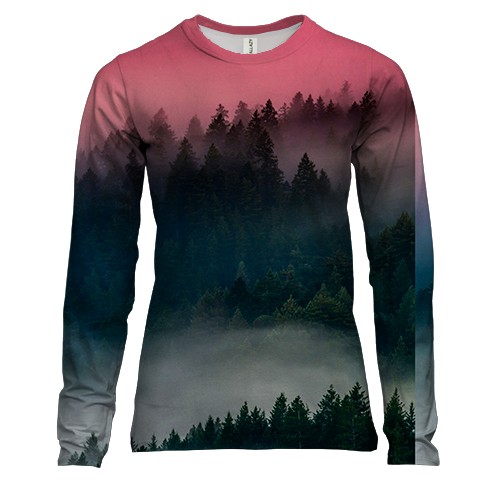 Женский 3D лонгслив Туманный лес