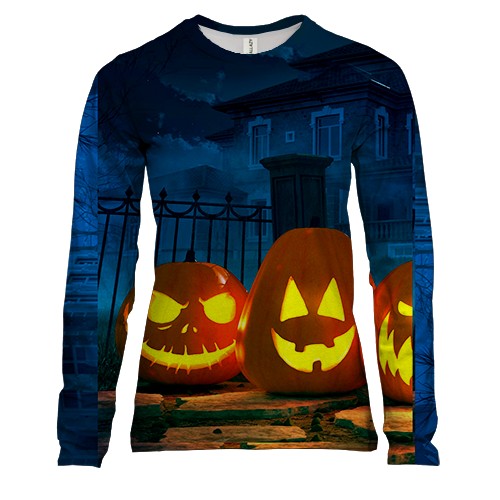 Женский 3D лонгслив Halloween pumpkins 3