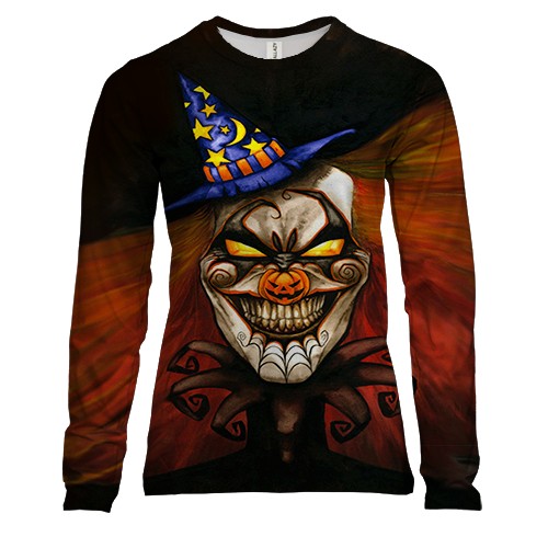 Женский 3D лонгслив Halloween clown art