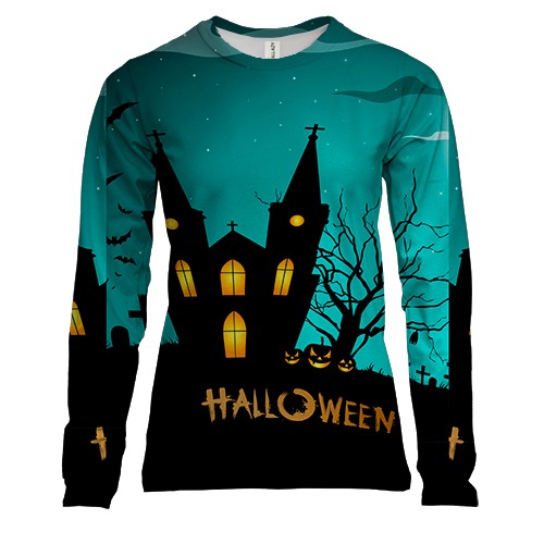 Женский 3D лонгслив Старый жуткий замок арт