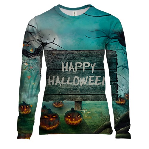Женский 3D лонгслив Happy Halloween.