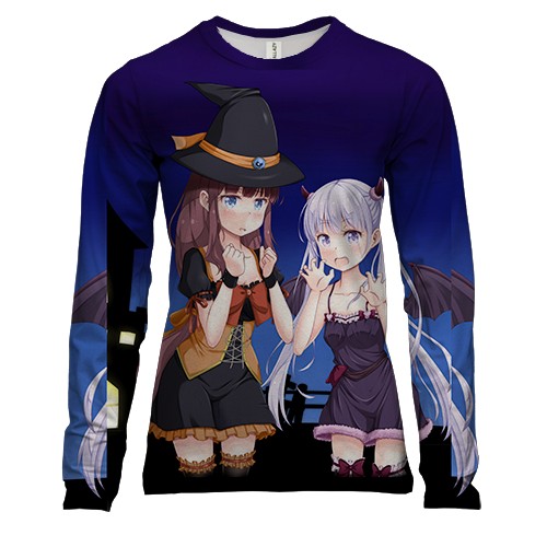 Женский 3D лонгслив Halloween anime girls