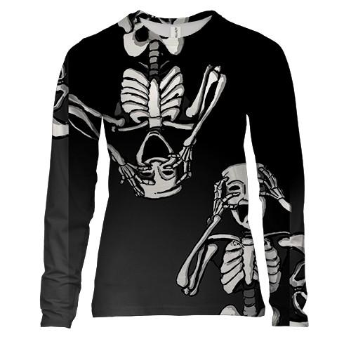 Женский 3D лонгслив Two skeletons