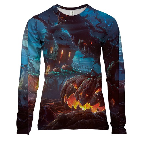 Жіночий 3D лонгслів Night halloween landscape