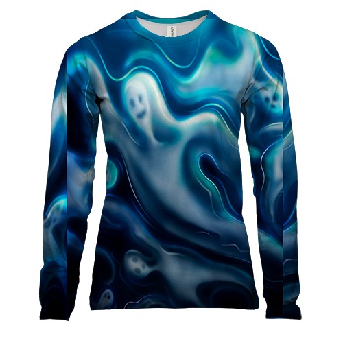 Женский 3D лонгслив Ghosts art pattern