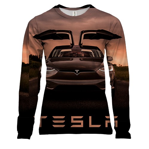 Женский 3D лонгслив Black Tesla