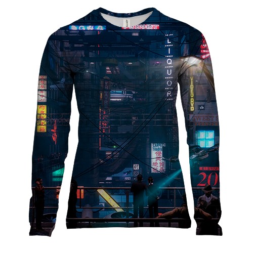 Жіночий 3D лонгслів Китайський нічне місто