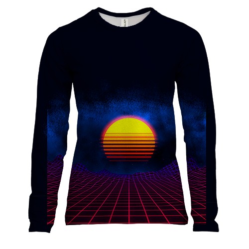 Женский 3D лонгслив Виртуальный закат солнца