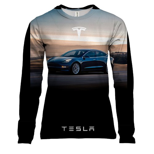 Жіночий 3D лонгслів Dark blue Tesla