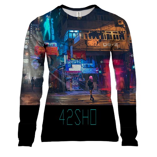 Женский 3D лонгслив 42SHO ночной китайский город