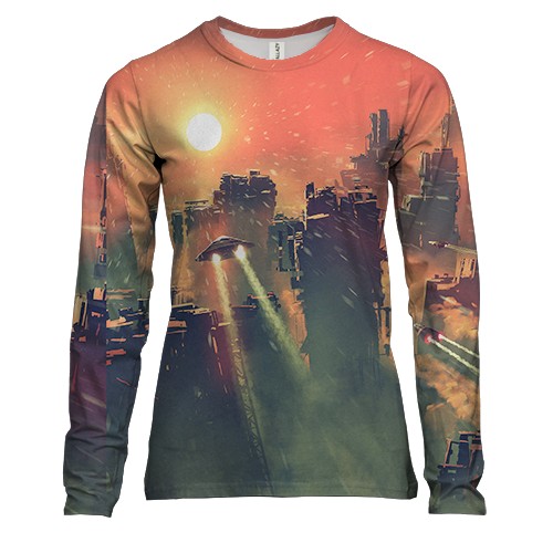 Жіночий 3D лонгслів Фантастичне місто з висоти