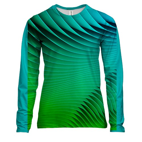 Женский 3D лонгслив Зелёные волны