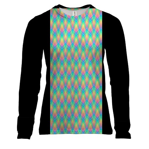 Женский 3D лонгслив Радужная Зигзаг абстракция