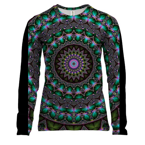 Жіночий 3D лонгслів зелена мандала