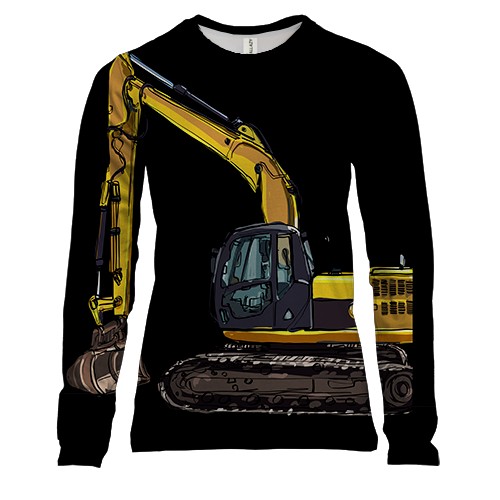 Женский 3D лонгслив Экскаватор