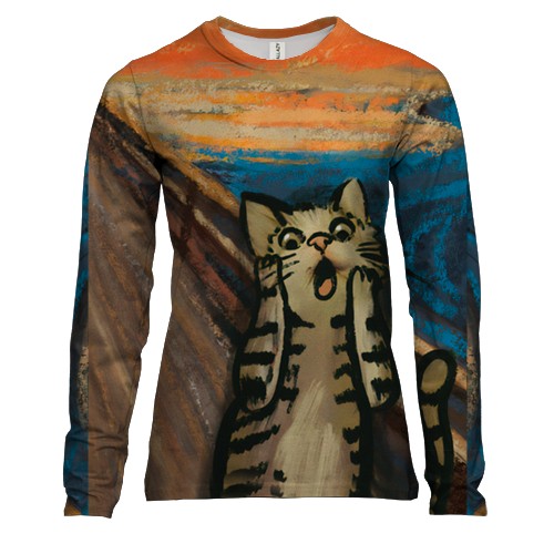 Женский 3D лонгслив «Крик котика»