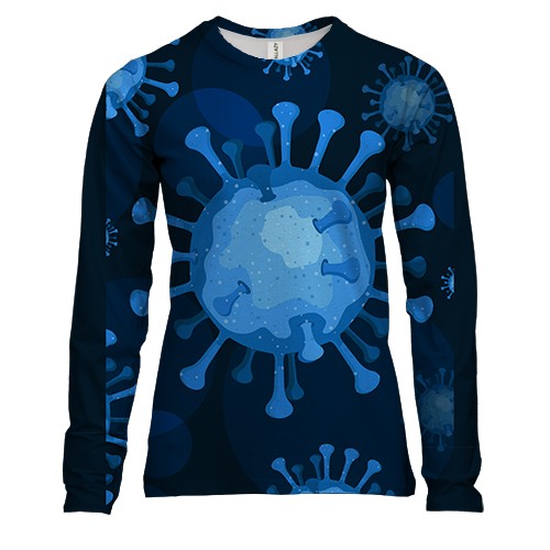 Женский 3D лонгслив Blue Covid-19