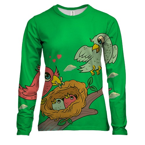 Женский 3D лонгслив Bird family