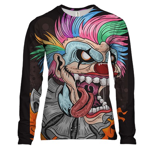 Женский 3D лонгслив Crazy Clown