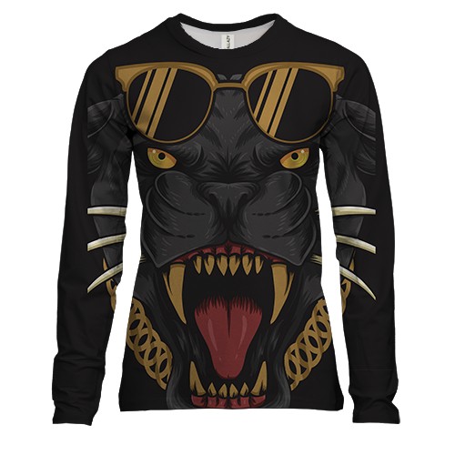 Женский 3D лонгслив Cougar with glasses