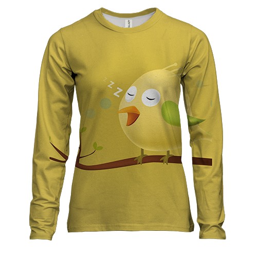 Женский 3D лонгслив Yellow bird sleeping