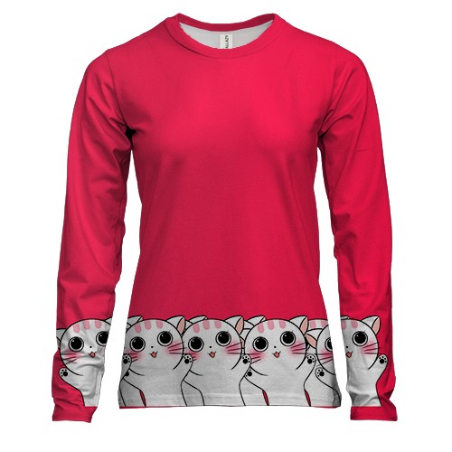 Женский 3D лонгслив Japanese kitten