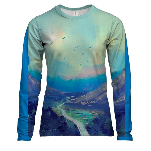 Женский 3D лонгслив Watercolor landscape