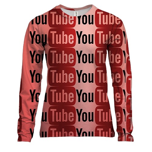 Женский 3D лонгслив YouTube pattern