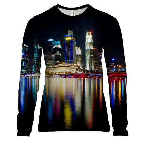 Жіночий 3D лонгслів з нічним Сінгапуром