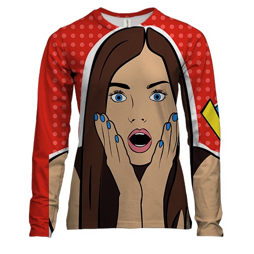 Женский 3D лонгслив Pop Art Girl Wow!