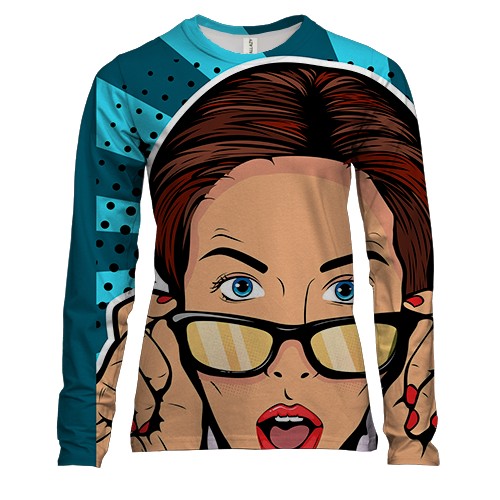 Жіночий 3D лонгслів Pop Art Girl OMG