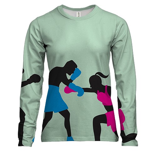 Жіночий 3D лонгслів Boy and Girl Boxing