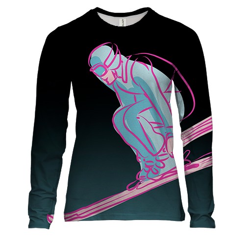 Жіночий 3D лонгслів Skier Art