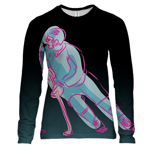 Женский 3D лонгслив Hockey player Art
