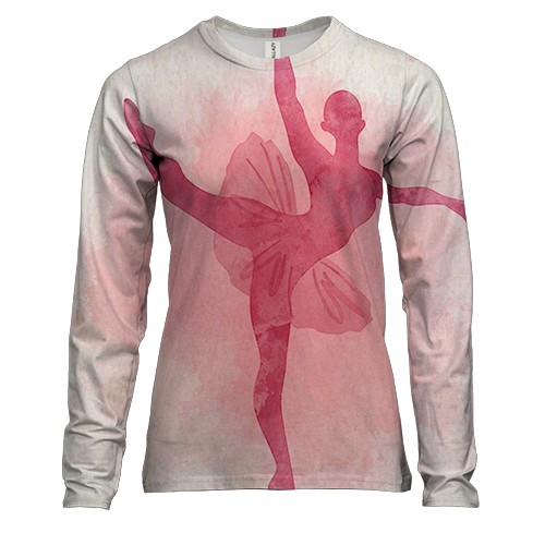 Женский 3D лонгслив Ballerina watercolor 2