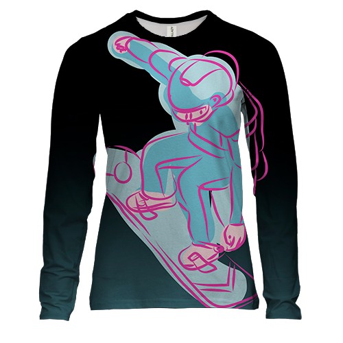 Женский 3D лонгслив Snowboarder Art