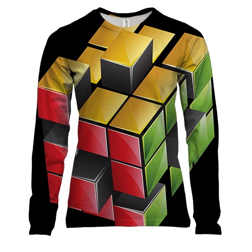 Жіночий 3D лонгслів з кубиком Рубіка 2