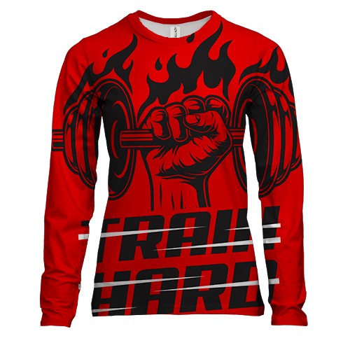 Женский 3D лонгслив Train Hard Red