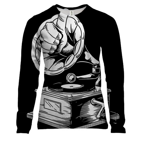 Жіночий 3D лонгслів з грамофоном