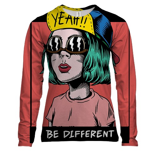 Женский 3D лонгслив Be different Yeah!!