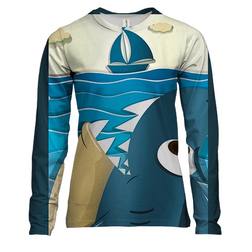 Жіночий 3D лонгслів Big shark and Small ship