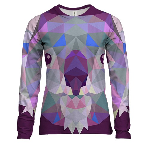 Женский 3D лонгслив Koala low poly Art