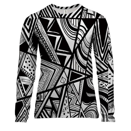 Женский 3D лонгслив Чёрно-белые узоры