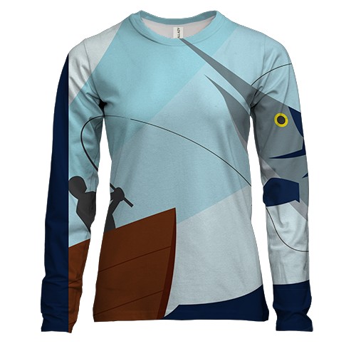 Женский 3D лонгслив Рыба-пила