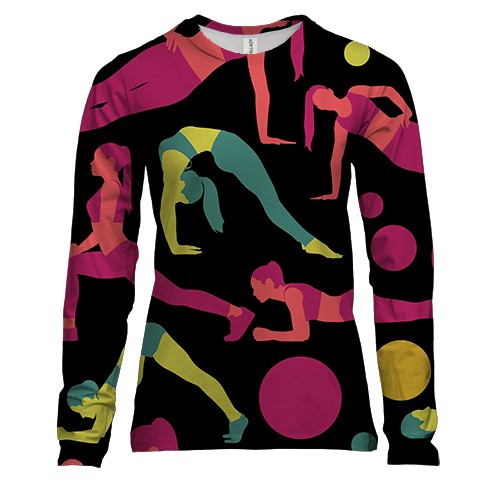 Женский 3D лонгслив Girl Fitness pattern