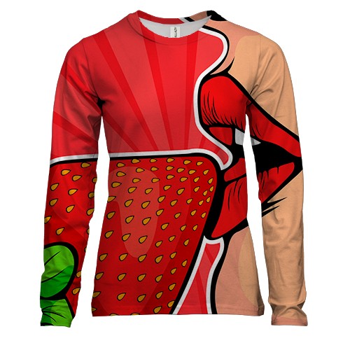 Женский 3D лонгслив Strawberries on Lips Pop Art