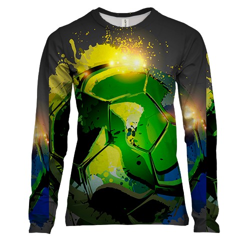 Женский 3D лонгслив Green Football Art
