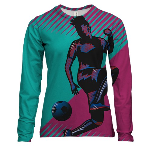 Женский 3D лонгслив Футболист в прыжке Арт